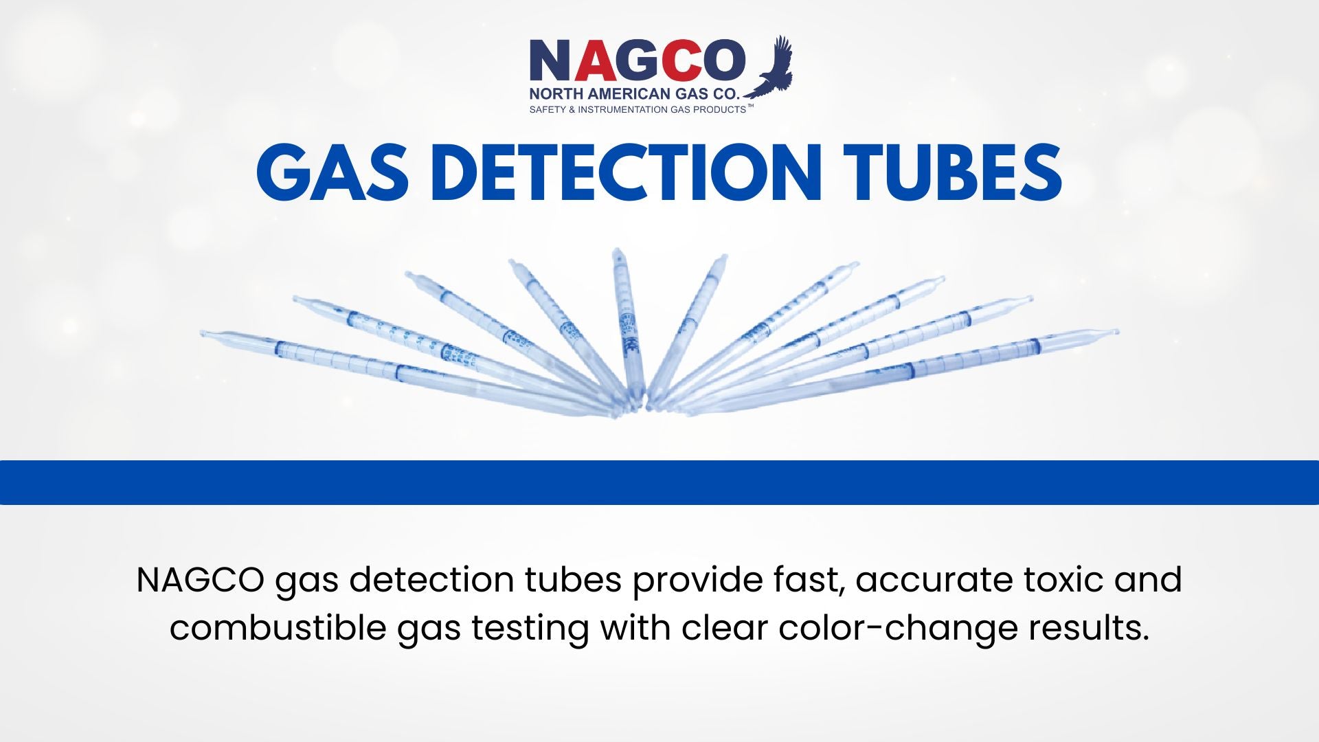 NAGCO gas detection tubes provide fast, accurate toxic and combustible gas testing with clear color-changing results.