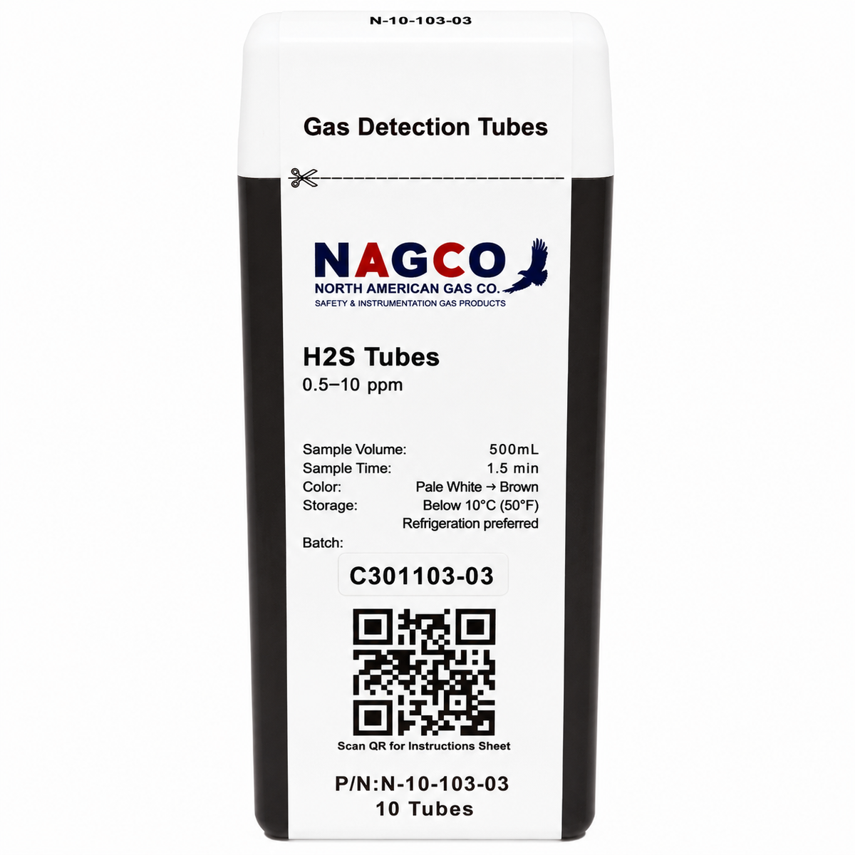 [NEW] Hydrogen Sulfide (H2S) Detector Tubes | Standard Range: 0.5–10 ppm | N10-103-03