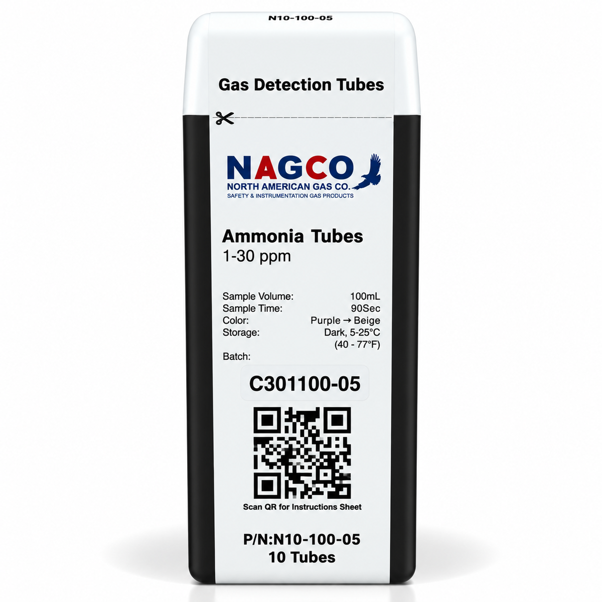 Ammonia (NH3) Detector Tubes | Standard Range: 1-30ppm | N10-100-05