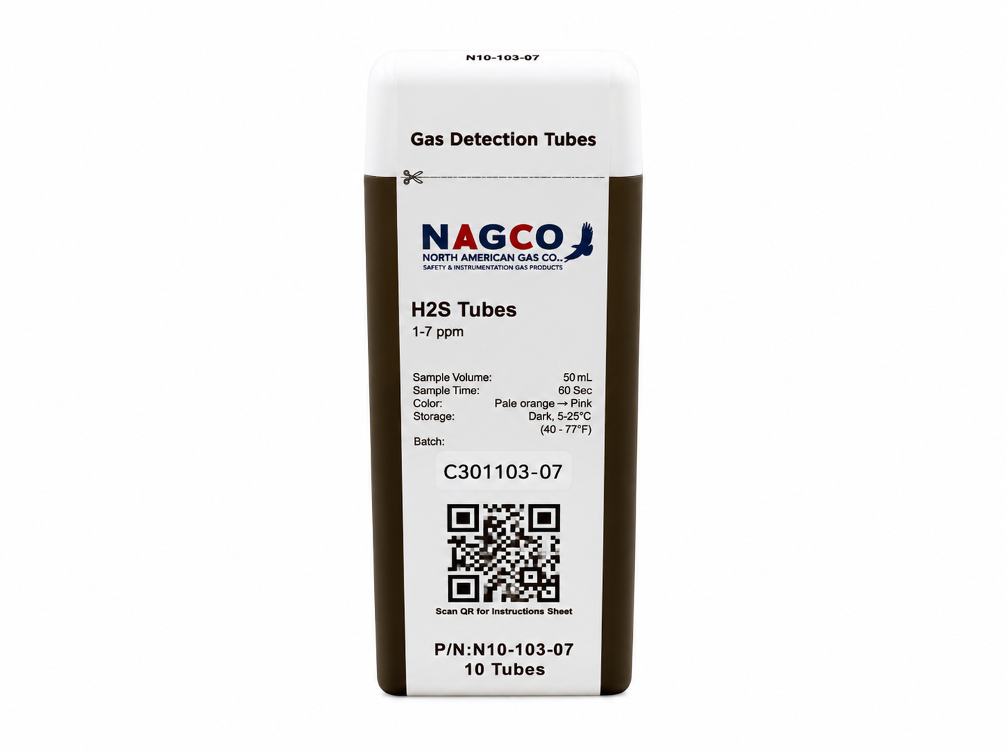 Hydrogen Sulfide (H2S) NG Detector Tubes | Standard Range: 1-7ppm | N10-103-07