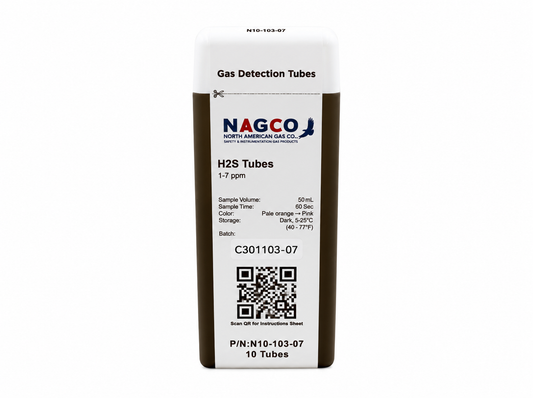 Hydrogen Sulfide (H2S) NG Detector Tubes | Standard Range: 1-7ppm | N10-103-07