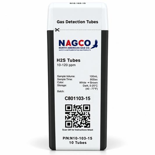 Hydrogen Sulfide (H2S) Detector Tubes | Standard Range: 10-120ppm | N10-103-15