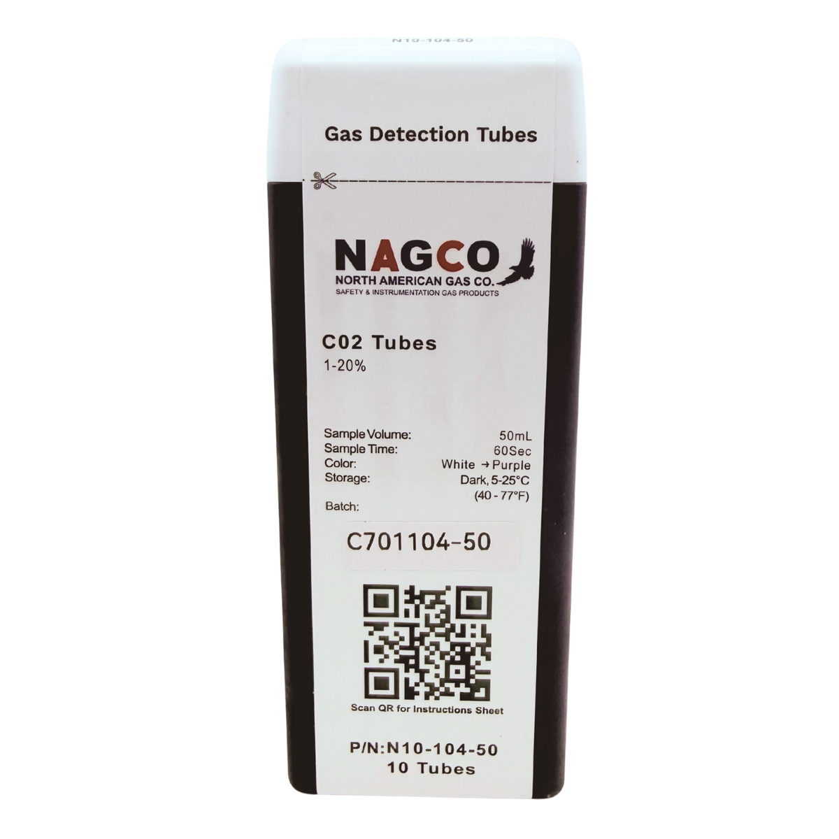 C02 Color Strip Carbon Dioxide (CO2) Detector Tubes | Standard Range: 1-20% | N10-104 ...