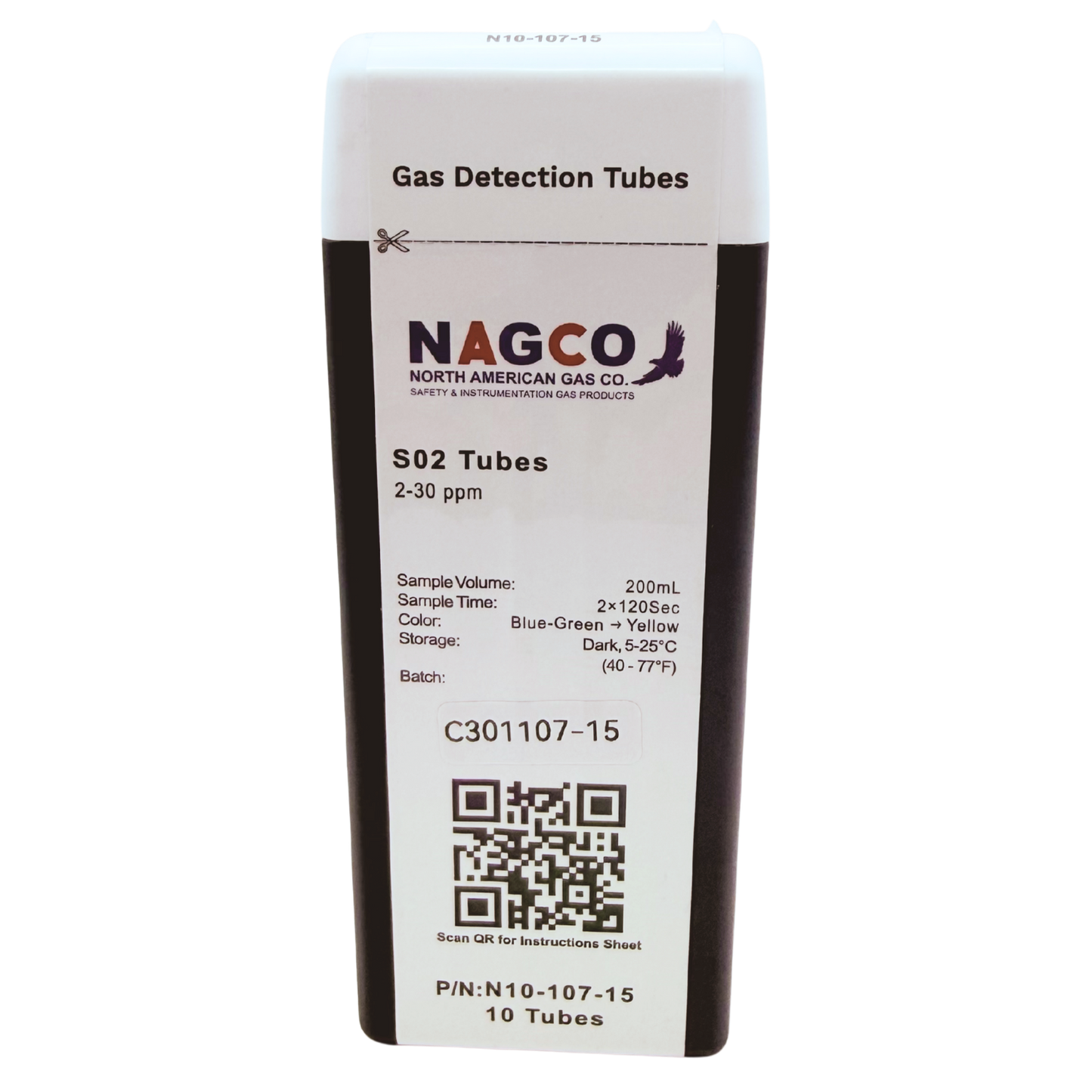 N10-107-15 NAGCO S02 gas detector tubes