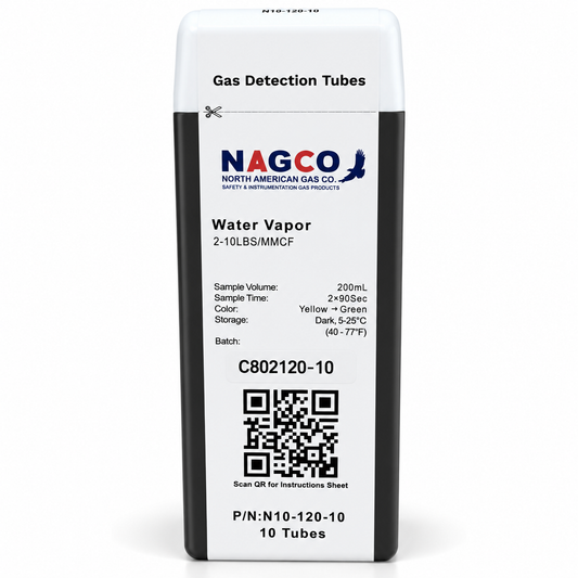 Water Vapor (H2O) Gas Detector Tubes | Standard Range: 2-10lbs/MMCF | N10-120-10