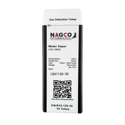 Water Vapor (H2O) Gas Detector Tubes | Standard Range: 0.05-1mg/L | N10-120-30